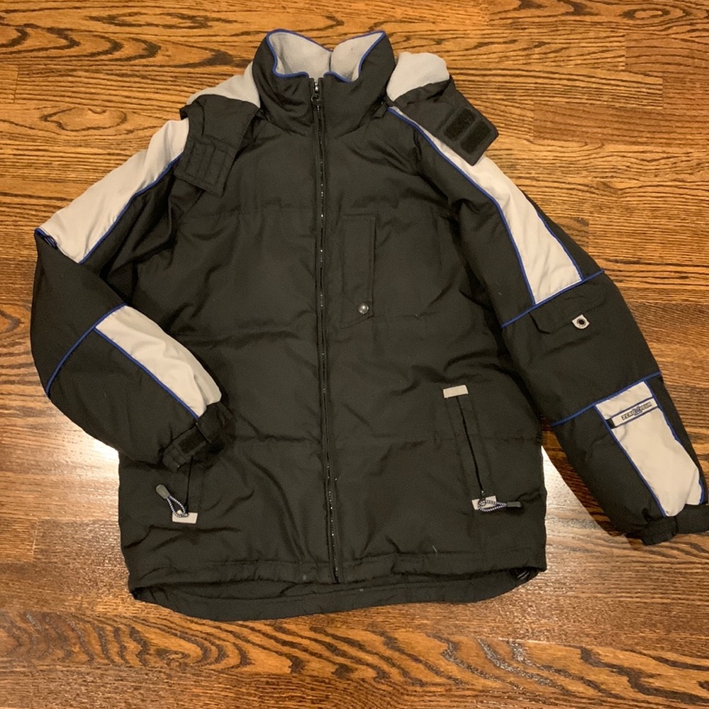 ZeroXposur down jacket side 14/16 with detachable hood (black, grey, blue)